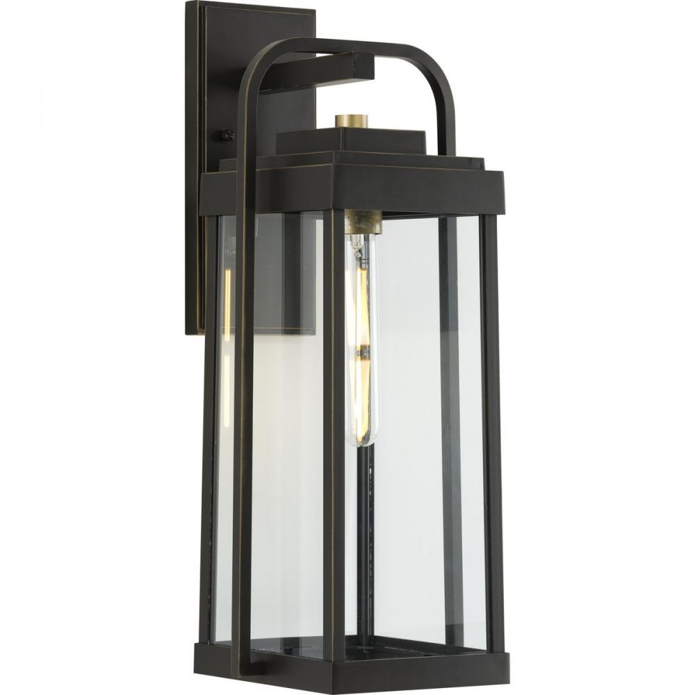 Walcott Collection  One-Light  Antique Bronze with Brasstone Accents Clear Glass Transitional Outdoo