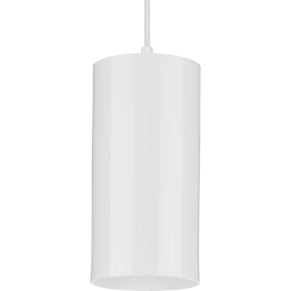 6"  White Outdoor Aluminum Cylinder Cord-Mount Hanging Light