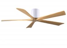 Matthews Fan Company IR5H-WH-LM-60 - Irene-5H three-blade flush mount paddle fan in Matte White finish with 60” Light Maple tone blad