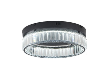 Bethel International GL448FM16BK - 1-Light Black Dimmable LED Flush Mount With Clear Crystals