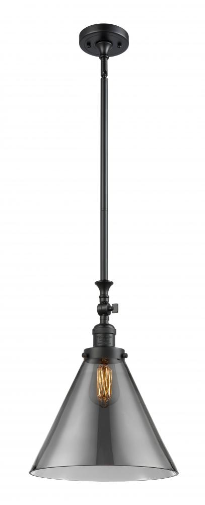 Cone - 1 Light - 12 inch - Matte Black - Stem Hung - Adjustable Mini Pendant