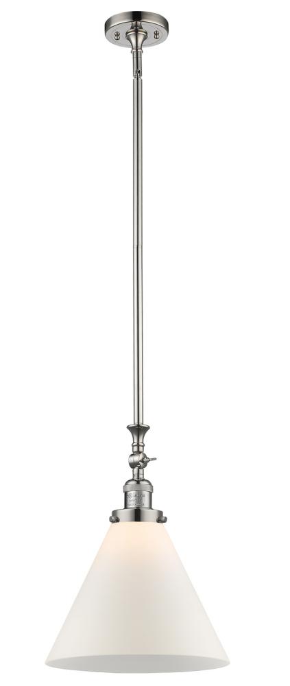 Cone - 1 Light - 12 inch - Polished Nickel - Stem Hung - Adjustable Mini Pendant