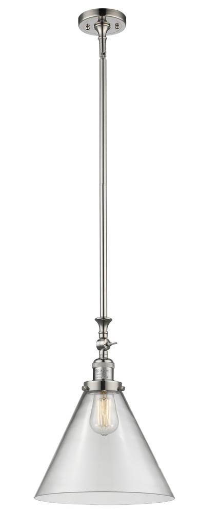 Cone - 1 Light - 12 inch - Polished Nickel - Stem Hung - Adjustable Mini Pendant