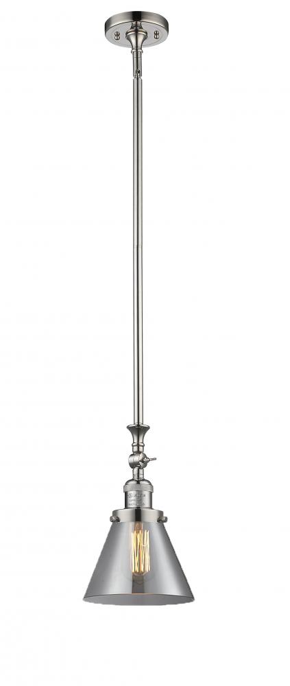 Cone - 1 Light - 8 inch - Polished Nickel - Stem Hung - Adjustable Mini Pendant