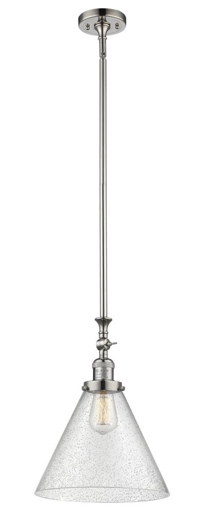 Cone - 1 Light - 12 inch - Polished Nickel - Stem Hung - Adjustable Mini Pendant