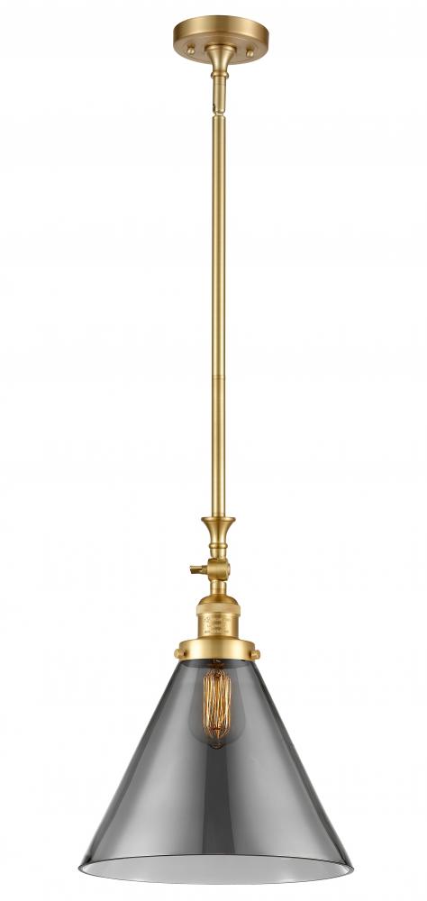 Cone - 1 Light - 12 inch - Satin Gold - Stem Hung - Adjustable Mini Pendant