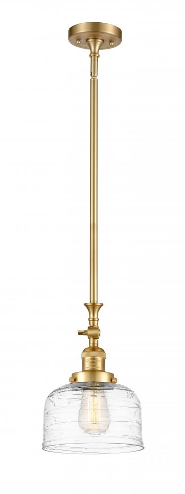 Bell - 1 Light - 8 inch - Satin Gold - Stem Hung - Adjustable Mini Pendant