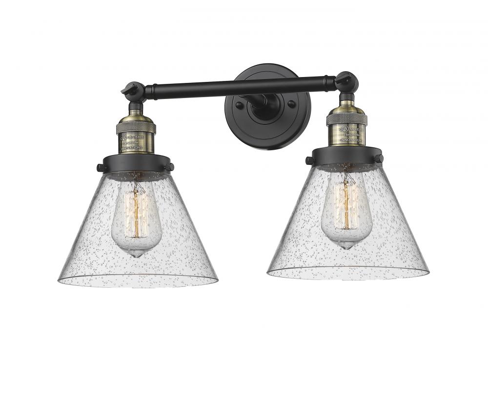Cone - 2 Light - 18 inch - Black Antique Brass - Adjustable Bath Vanity Light