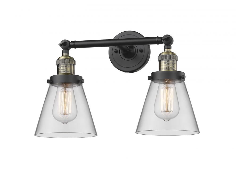 Cone - 2 Light - 16 inch - Black Antique Brass - Adjustable Bath Vanity Light