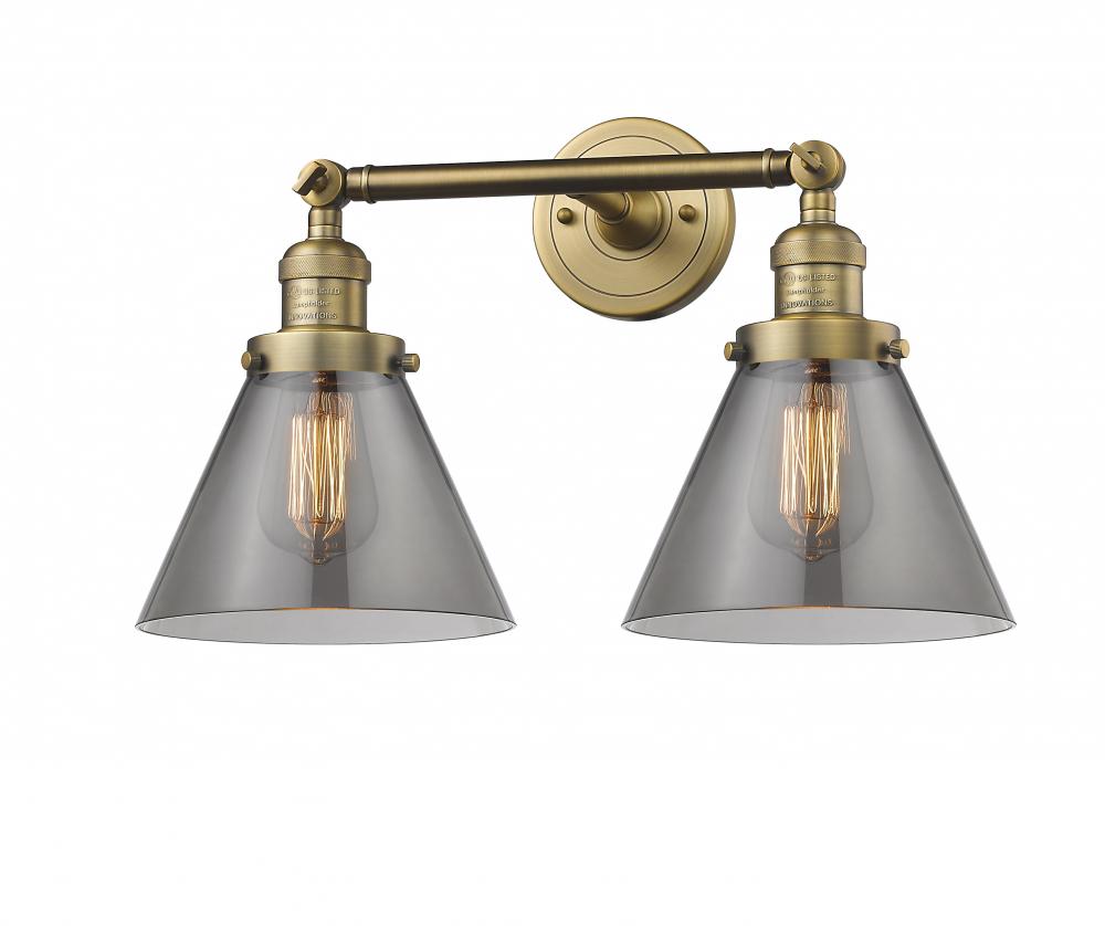 Cone - 2 Light - 18 inch - Brushed Brass - Adjustable Bath Vanity Light