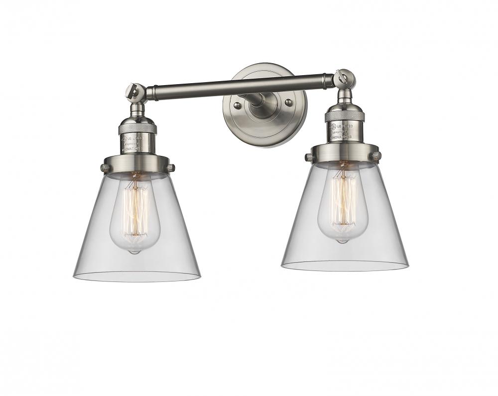 Cone - 2 Light - 16 inch - Brushed Satin Nickel - Adjustable Bath Vanity Light