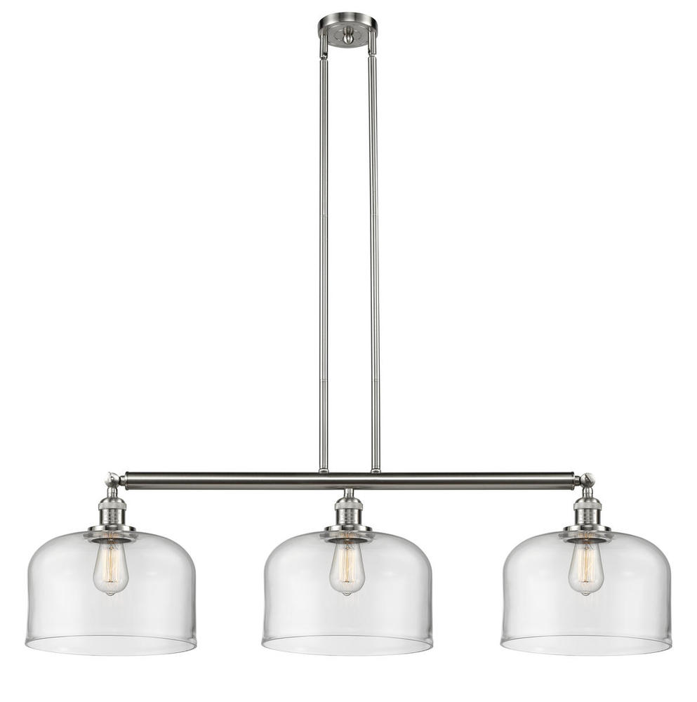 Bell - 3 Light - 42 inch - Brushed Satin Nickel - Stem Hung - Adjustable Island Light
