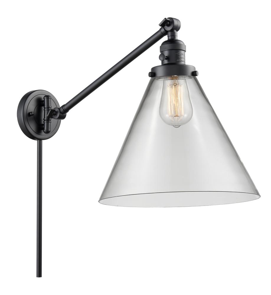 Cone - 1 Light - 12 inch - Matte Black -Adjustable Swing Arm