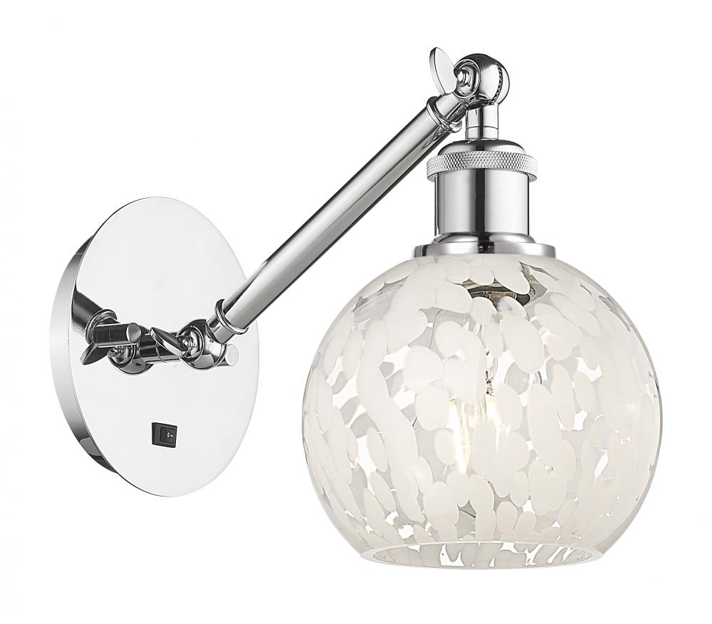 White Mouchette - 1 Light - 6 inch - Polished Chrome - Adjustable Sconce