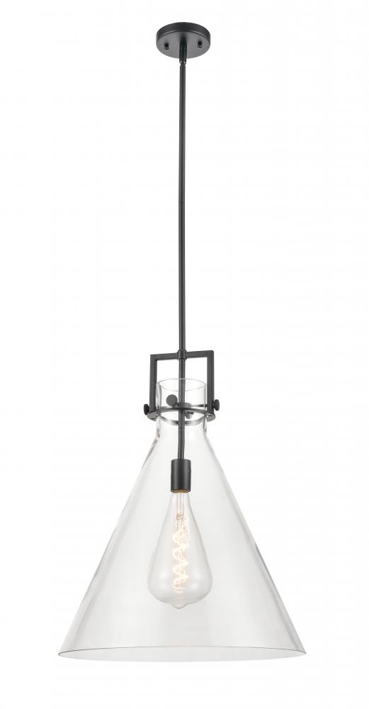 Newton Cone - 1 Light - 18 inch - Matte Black - Cord hung - Pendant
