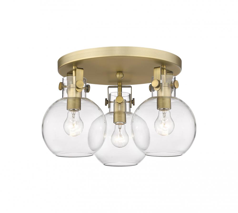Newton Sphere - 3 Light - 18 inch - Satin Nickel - Flush Mount