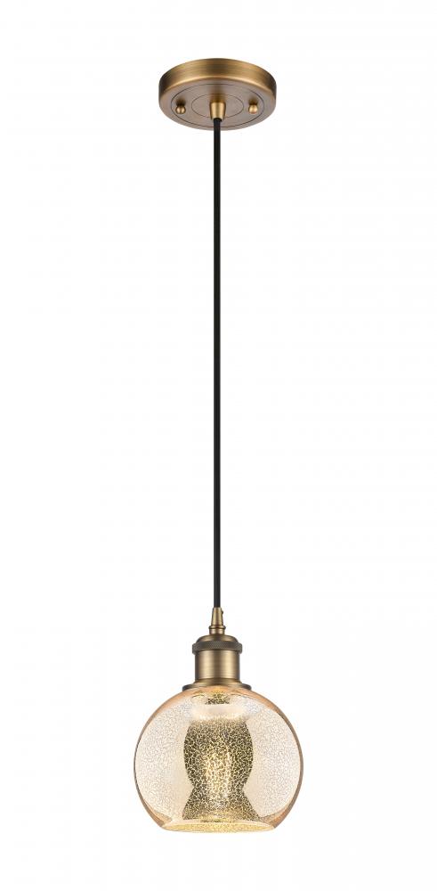 Athens - 1 Light - 6 inch - Brushed Brass - Cord hung - Mini Pendant