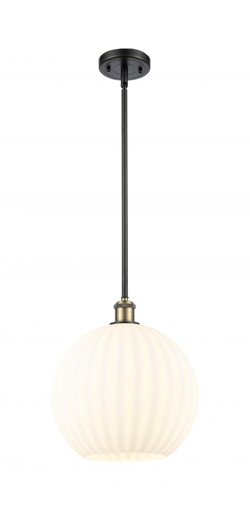 White Venetian - 1 Light - 12 inch - Black Antique Brass - Mini Pendant