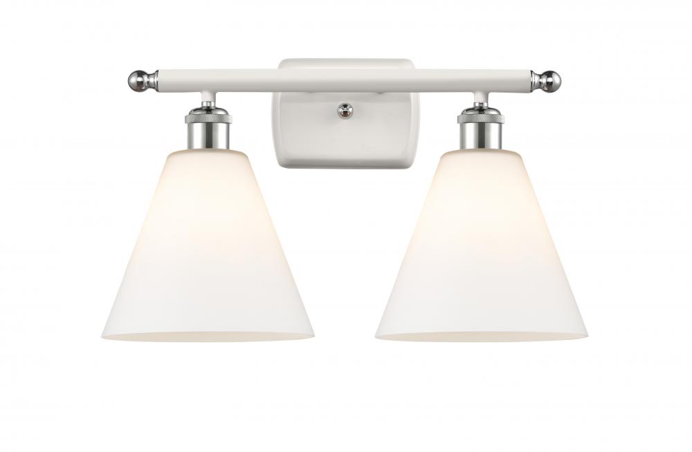 Berkshire - 2 Light - 18 inch - White Polished Chrome - Bath Vanity Light