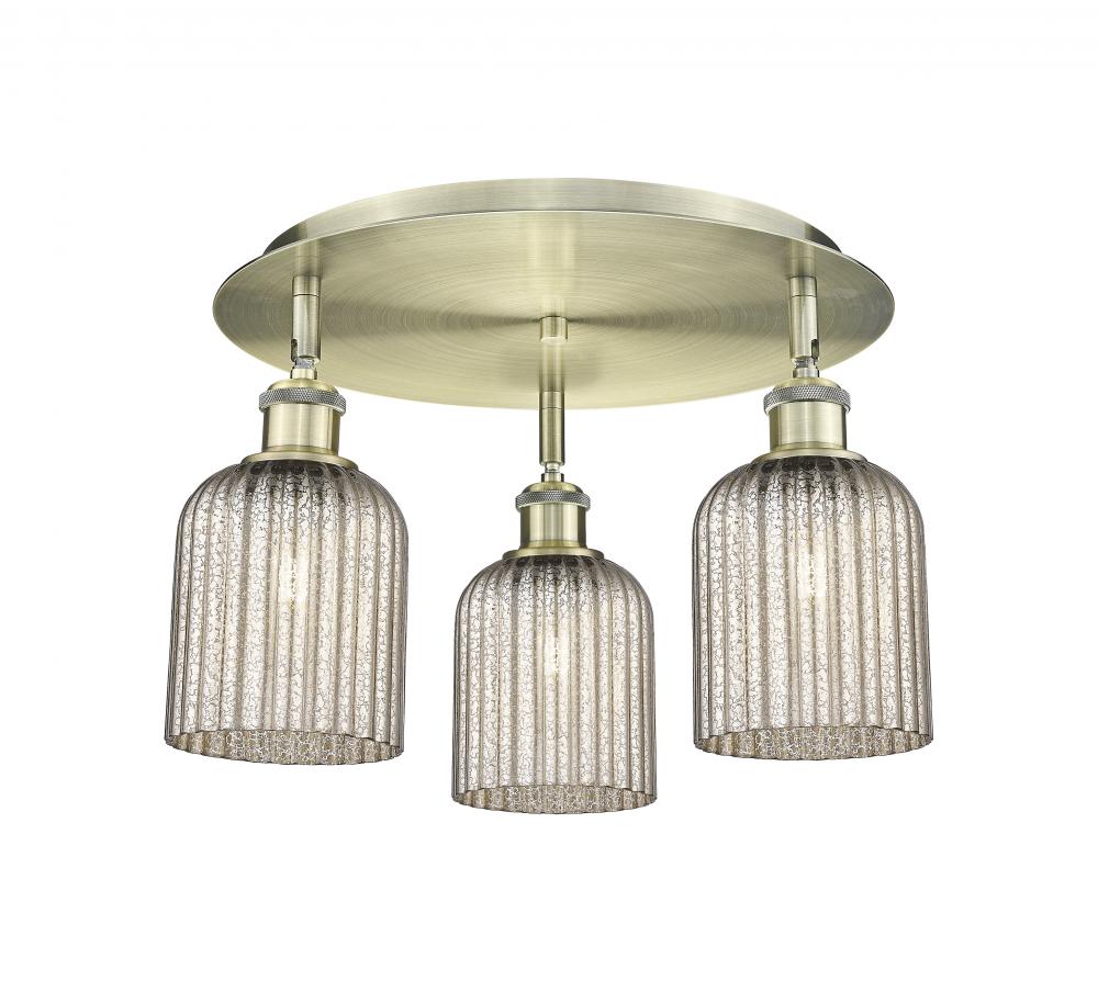 Bridal Veil - 3 Light - 17 inch - Antique Brass - Flush Mount