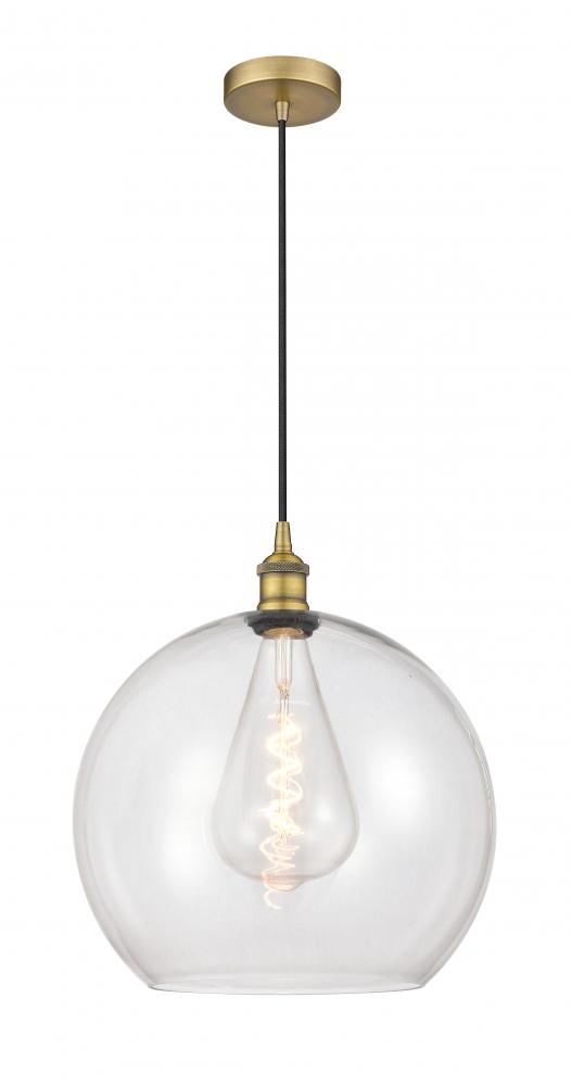 Athens - 1 Light - 14 inch - Brushed Brass - Cord hung - Pendant