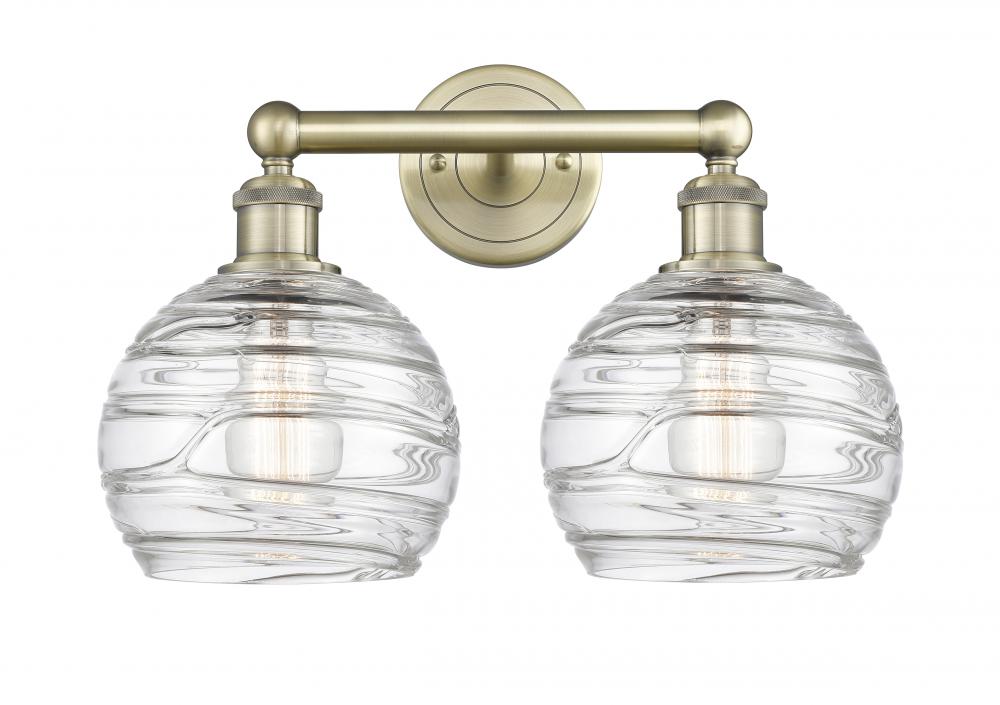 Athens Deco Swirl - 2 Light - 17 inch - Brushed Satin Nickel - Bath Vanity Light