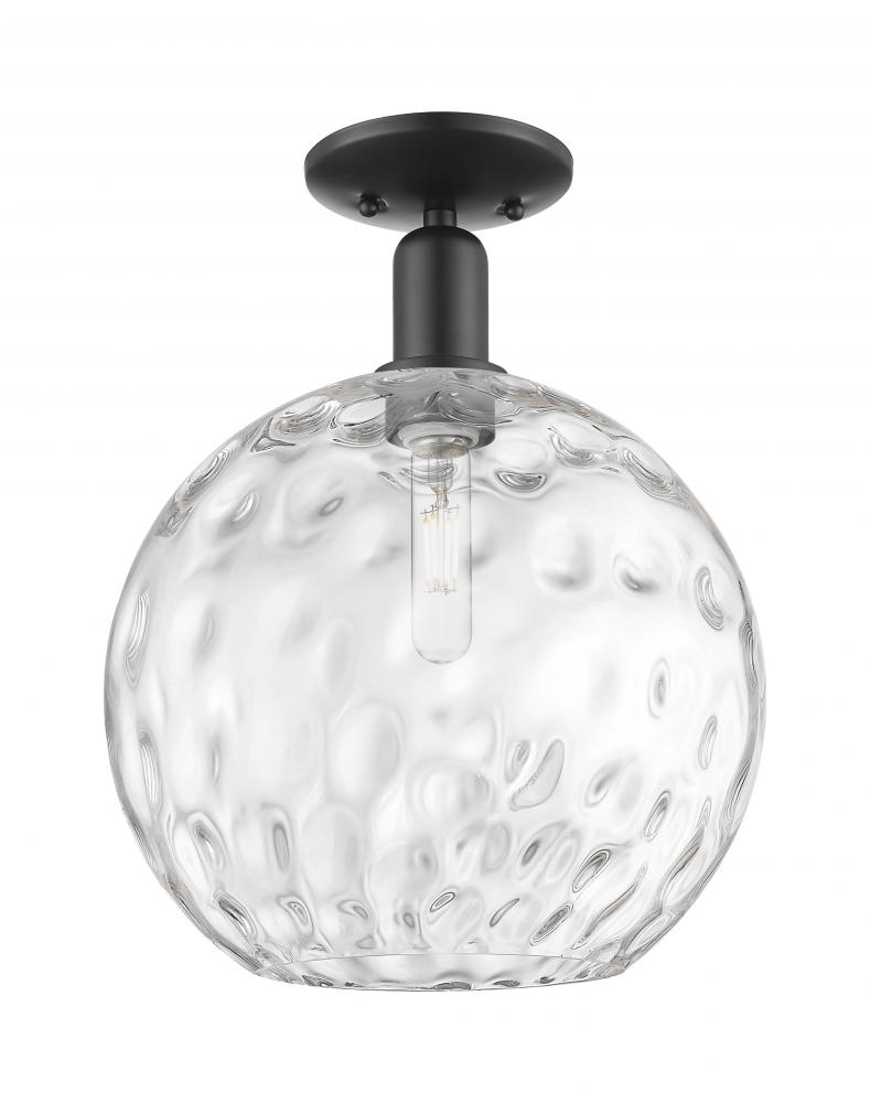 Athens Water Glass - 1 Light - 12 inch - Polished Nickel - Semi-Flush Mount