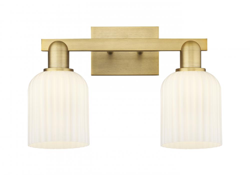 Bridal Veil - 2 Light - 16 inch - Brushed Brass - Bath Vanity Light