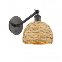 Innovations Lighting 317-1W-OB-RBD-8-NAT - Woven Rattan - 1 Light - 8 inch - Oil Rubbed Bronze - Adjustable Sconce