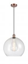 Innovations Lighting 516-1P-AC-G124-14 - Athens - 1 Light - 14 inch - Antique Copper - Cord hung - Pendant