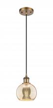 Innovations Lighting 516-1P-BB-G128-6 - Athens - 1 Light - 6 inch - Brushed Brass - Cord hung - Mini Pendant