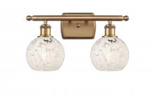 Innovations Lighting 516-2W-BB-G1216-6WM - White Mouchette - 2 Light - 16 inch - Brushed Brass - Bath Vanity Light