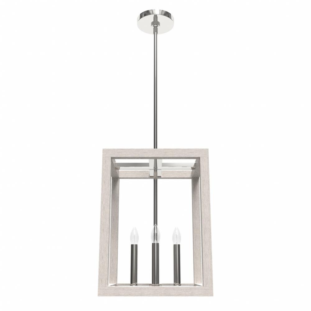 Hunter Squire Manor Chrome and Distressed White 4 Light Pendant Ceiling Light Fixture