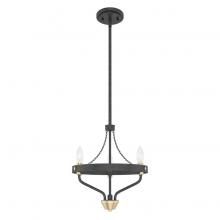 Hunter 19803 - Hunter Merlin Rustic Iron and Alturas Gold 3 Light Chandelier Ceiling Light Fixture
